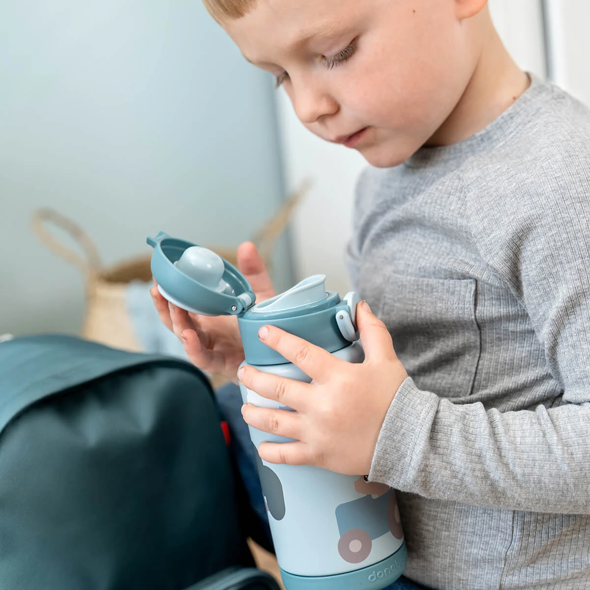 Done By Deer Insulated Bottle - Tiny Farm - Blue - 340 Ml 8 Done By Deer Insulated Bottle - Tiny Farm - Blue - 340 Ml - Image 6