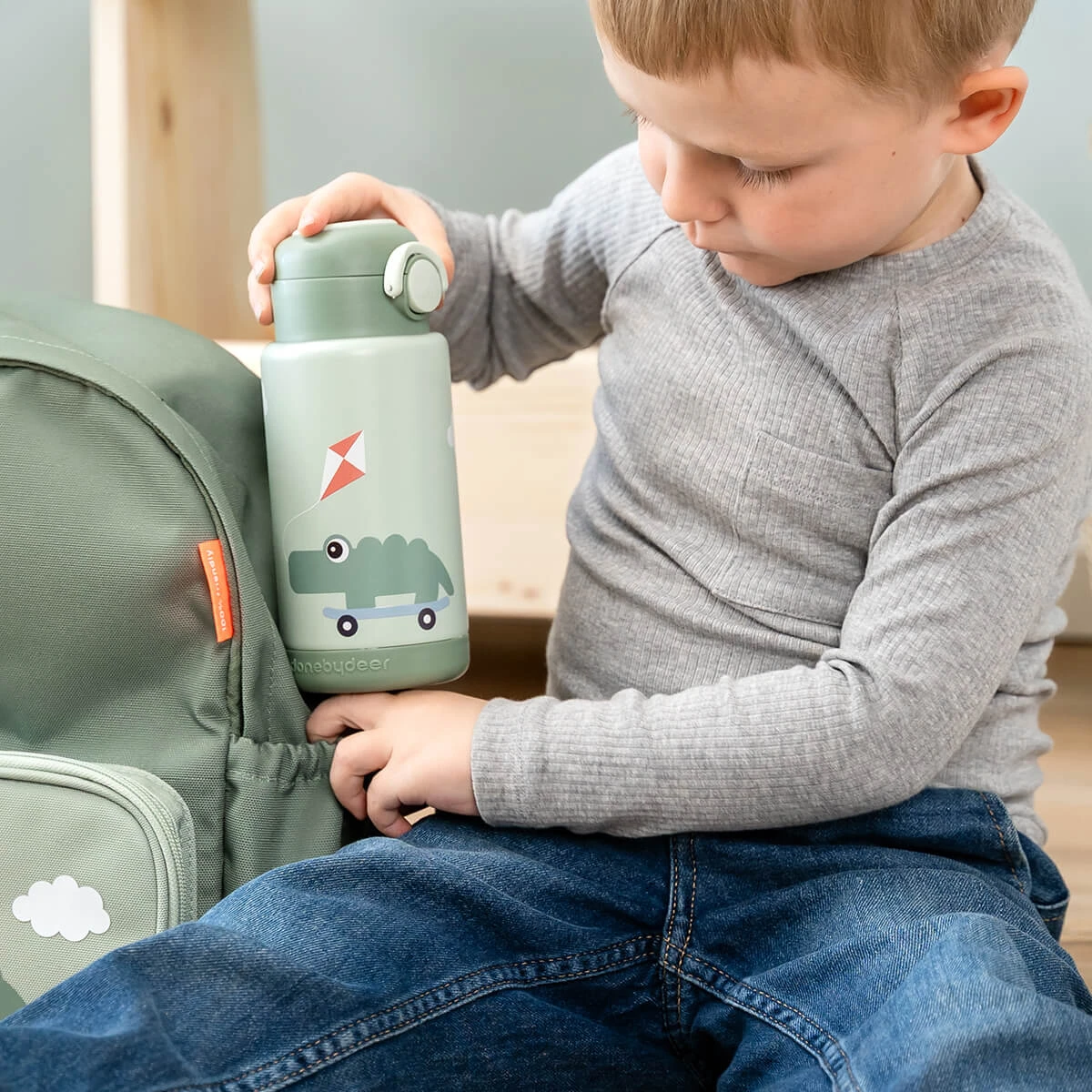 Done By Deer Insulated Bottle - Playground - Green - 340 Ml 9 Done By Deer Insulated Bottle - Playground - Green - 340 Ml - Image 7