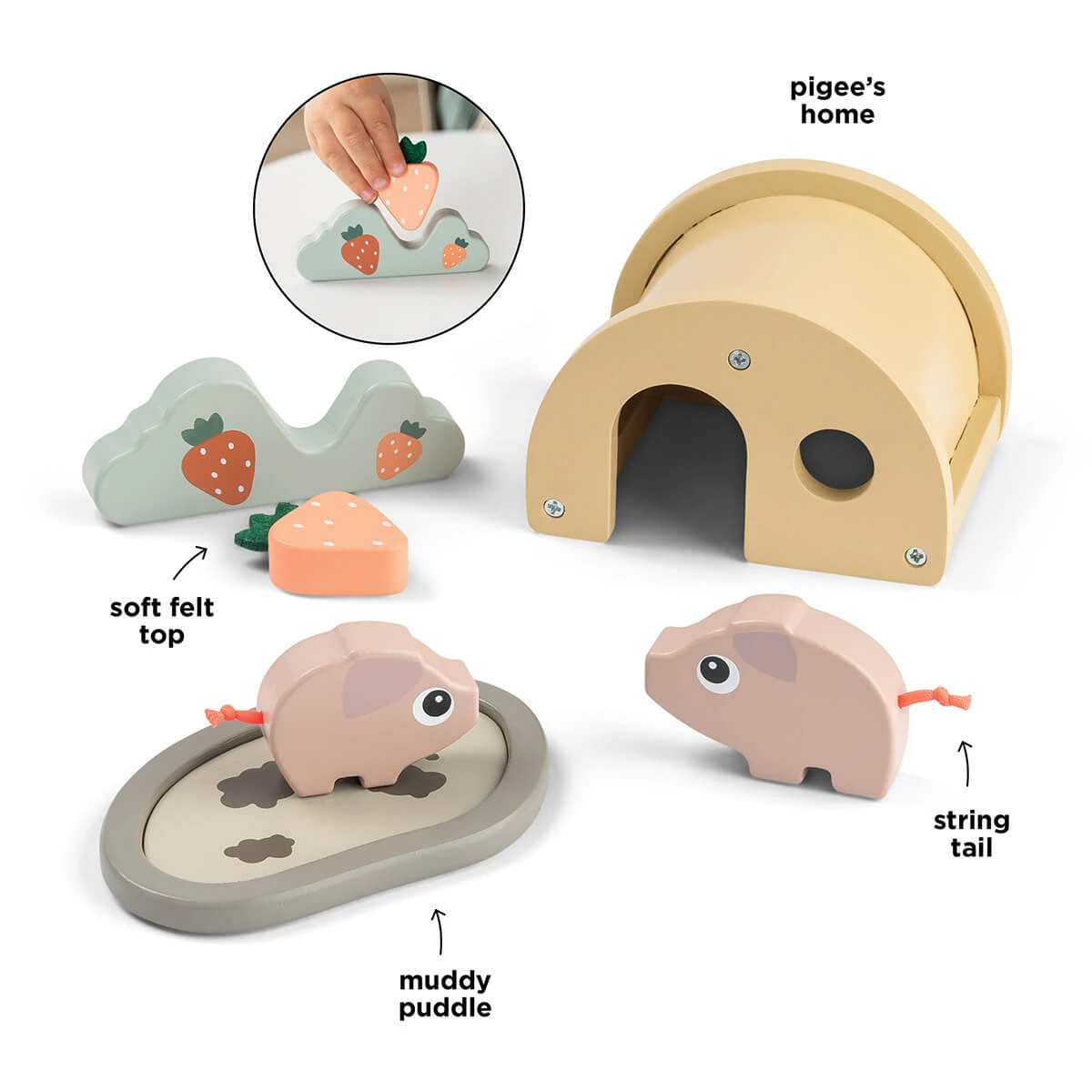 Done By Deer Tiny Farm Play Set - Pigee - Colour Mix 3 Done By Deer Tiny Farm Play Set - Pigee - Colour Mix - Image 2