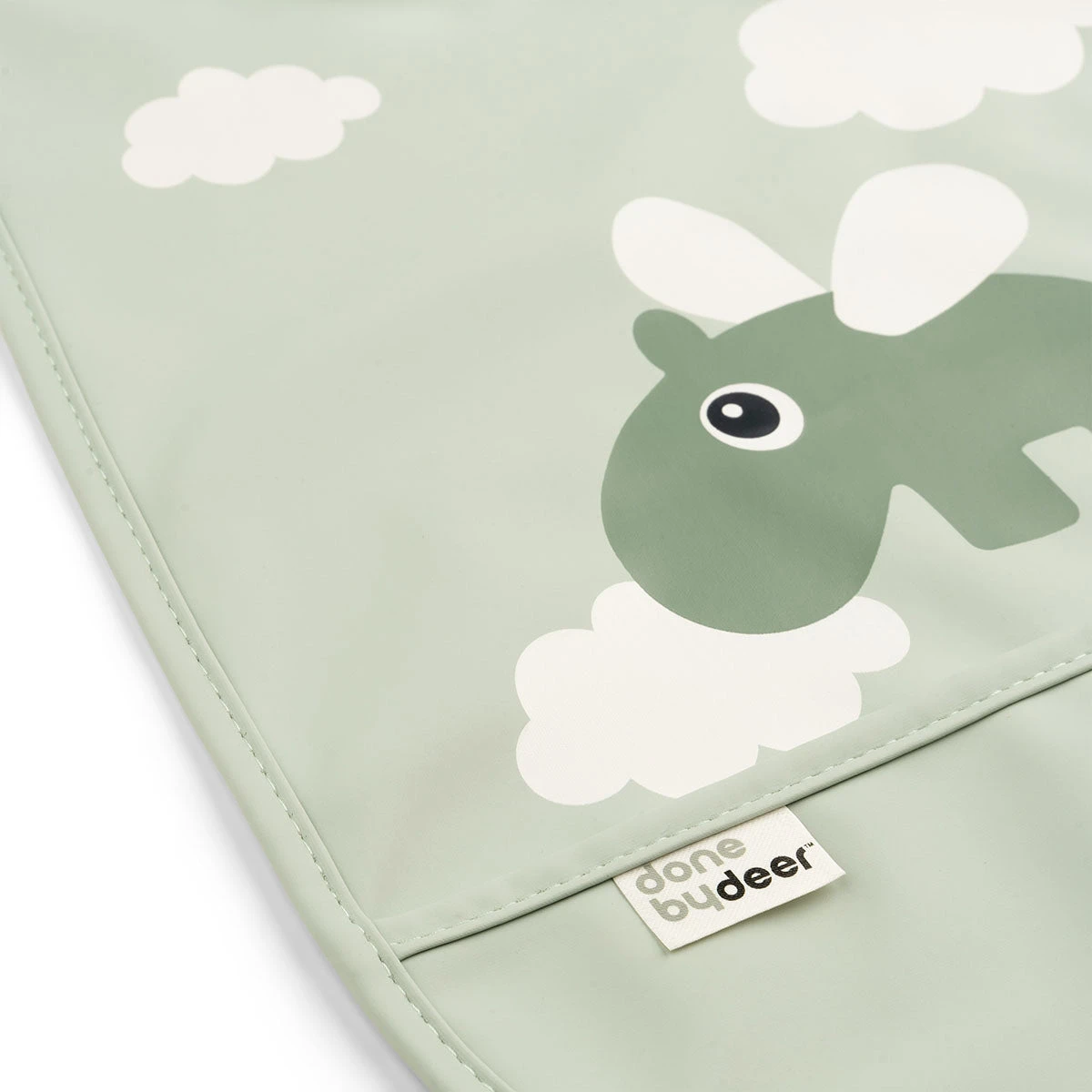 Done By Deer Bib W/velcro - Happy Clouds - Green 4 Done By Deer Bib W/velcro - Happy Clouds - Green - Image 2