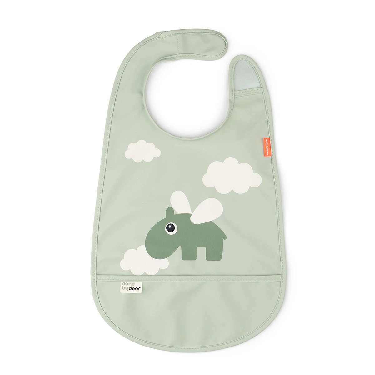 Done By Deer Bib W/velcro - Happy Clouds - Green 3 Done By Deer Bib W/velcro - Happy Clouds - Green