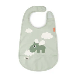 Done By Deer Bib W/velcro - Happy Clouds - Green