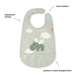 Done By Deer Bib W/velcro - Happy Clouds - Green -Done By Deer Bib w and velcro Happy clouds Green Function 3 PS