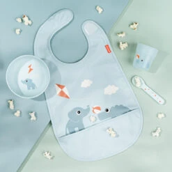 Done By Deer Bib W/velcro - Playground - Blue -Done By Deer Bib w and velcro Playground Blue 2 LS