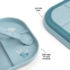 Done By Deer Foodie Compartment Plate - Elphee - Blue -Done By Deer Foodie compartment plate Elphee Blue arrowswithfunctions 3 PS