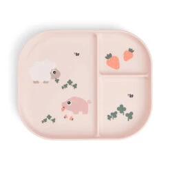 Done By Deer Foodie Compartment Plate - Tiny Farm - Powder