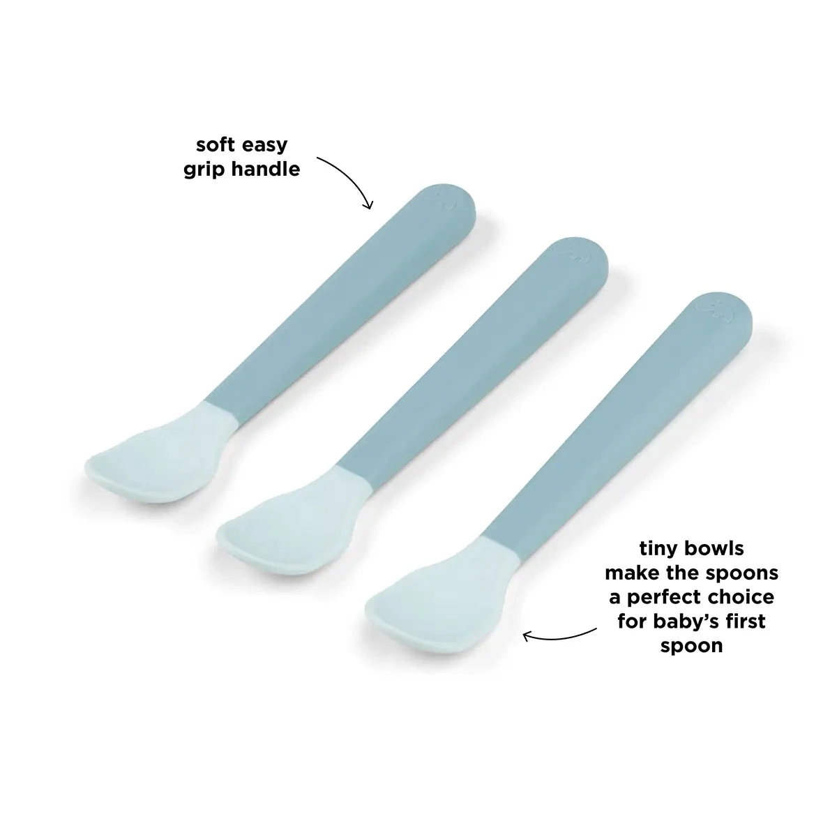 Done By Deer Foodie Easy-grip Baby Spoon 3-pack - Blue 4 Done By Deer Foodie Easy-grip Baby Spoon 3-pack - Blue - Image 2