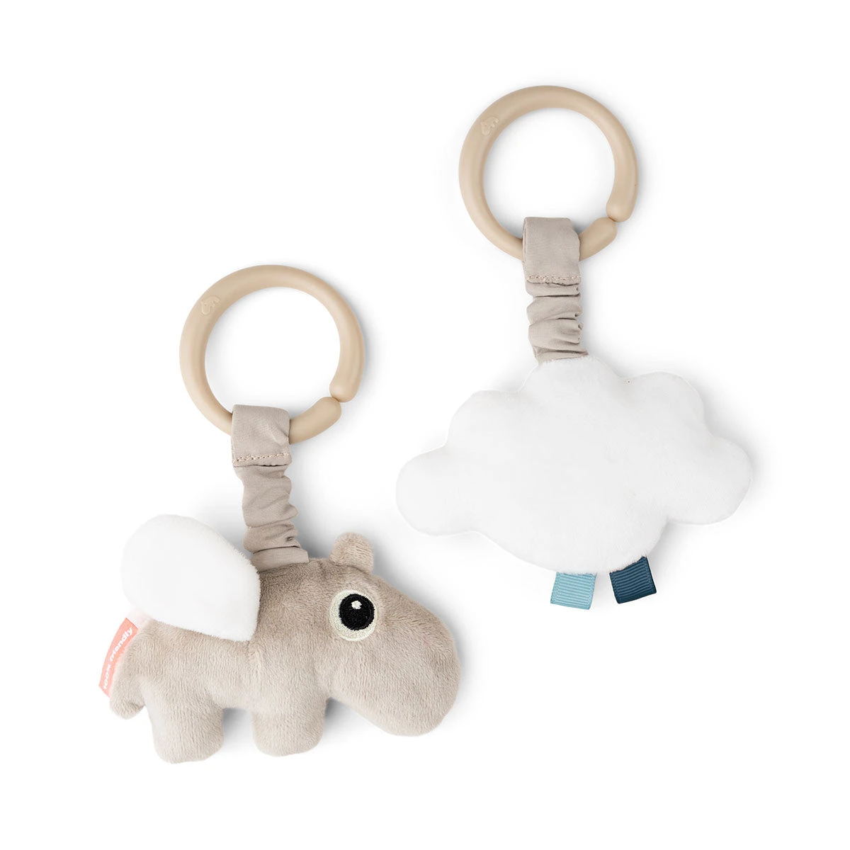 Done By Deer Hanging Activity Toy 2 Pcs - Happy Clouds - Sand 4 Done By Deer Hanging Activity Toy 2 Pcs - Happy Clouds - Sand - Image 2