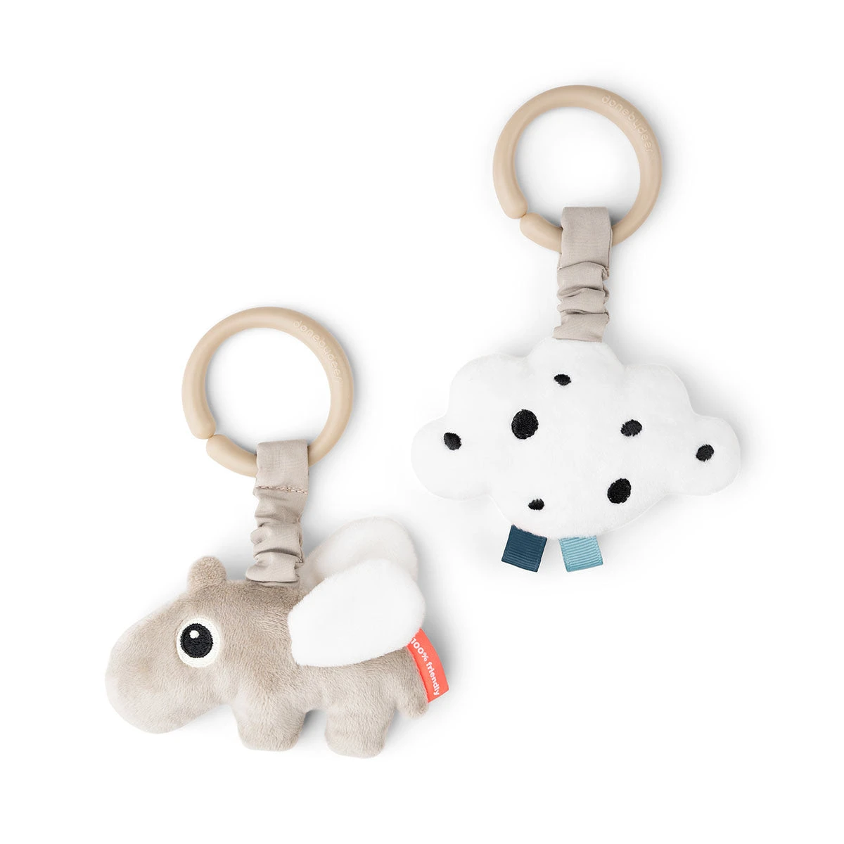 Done By Deer Hanging Activity Toy 2 Pcs - Happy Clouds - Sand 3 Done By Deer Hanging Activity Toy 2 Pcs - Happy Clouds - Sand