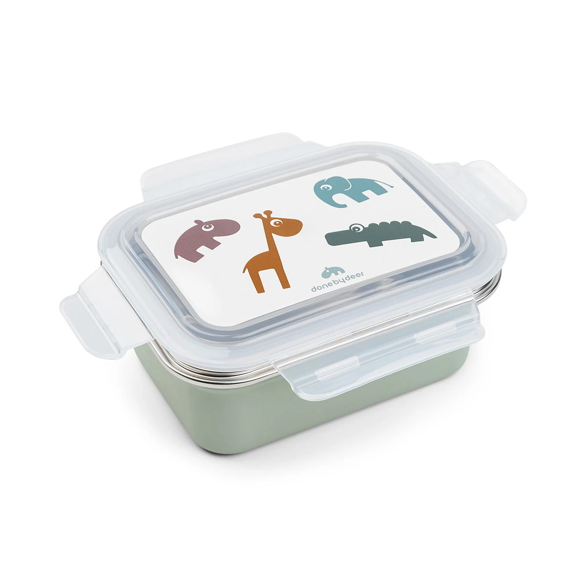 Done By Deer Metal Lunch Box - Deer Friends - Green 5 Done By Deer Metal Lunch Box - Deer Friends - Green - Image 3