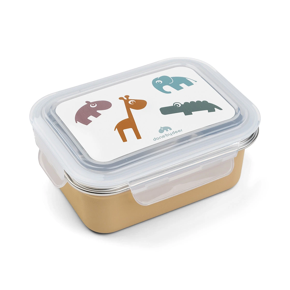 Done By Deer Metal Lunch Box - Deer Friends - Mustard 3 Done By Deer Metal Lunch Box - Deer Friends - Mustard