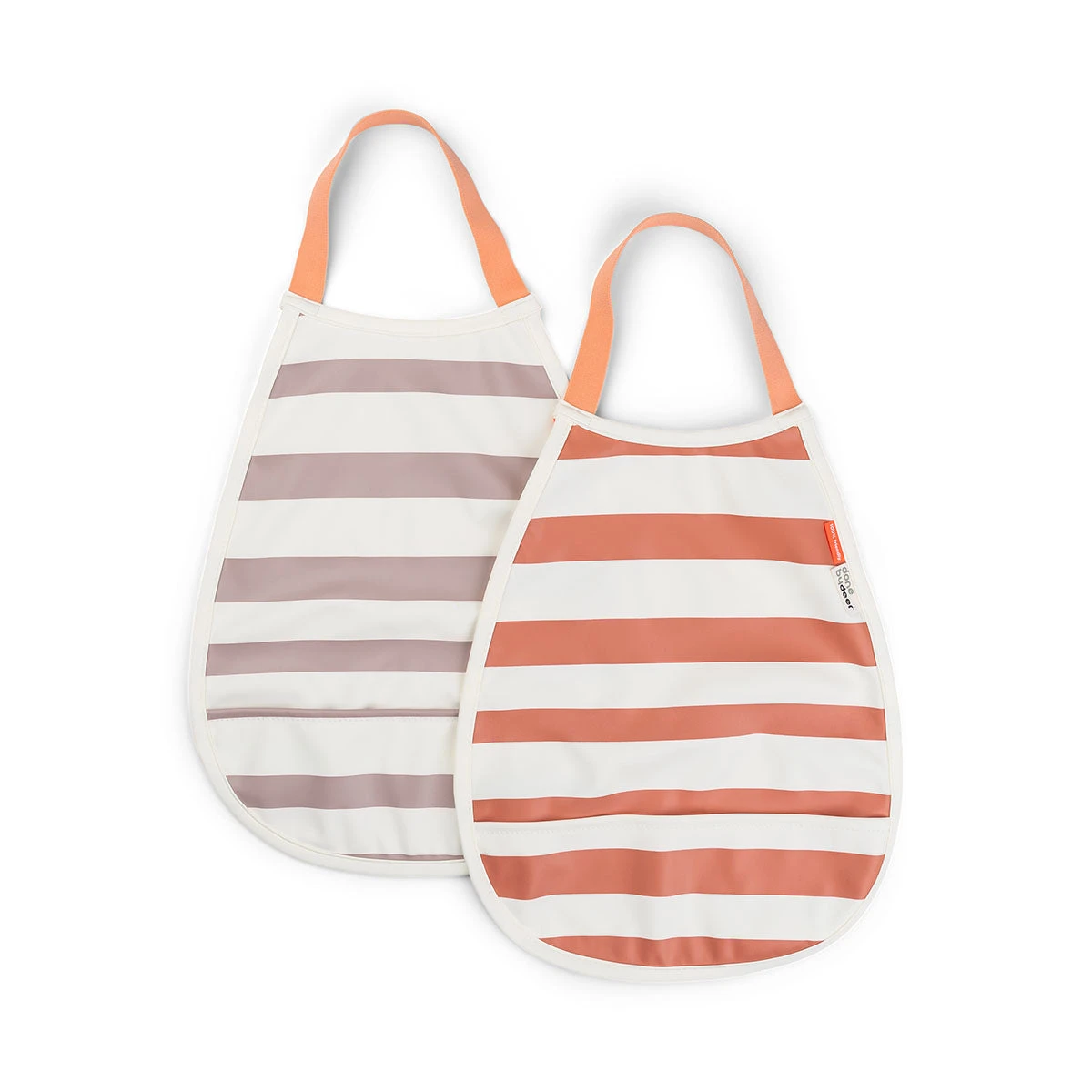 Done By Deer Pull-over Bib 2-pack - Stripes - Papaya/Powder 3 Done By Deer Pull-over Bib 2-pack - Stripes - Papaya/Powder