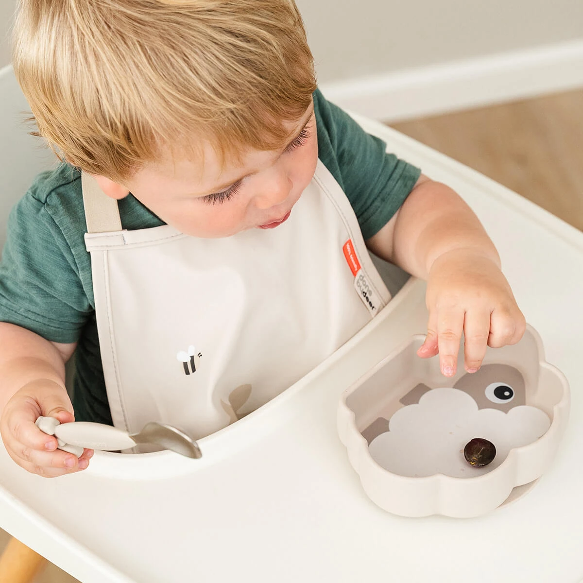 Done By Deer Pull-over Bib - Tiny Farm - Sand 5 Done By Deer Pull-over Bib - Tiny Farm - Sand - Image 3