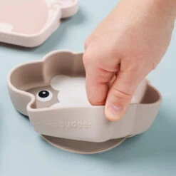 Done By Deer Silicone Stick&Stay Bowl - Sheepy - Sand -Done By Deer Silicone StickandStay bowl Sheepy Sand 5