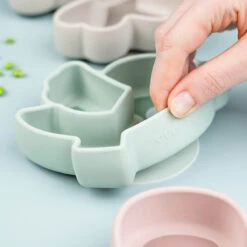 Done By Deer Silicone Stick&Stay Snack Plate - Birdee - Blue -Done By Deer Silicone StickandStay snack plate Birdee Blue 7 LS