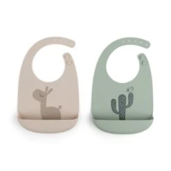 Done By Deer Silicone Bib 2-pack - Lalee - Sand/Green