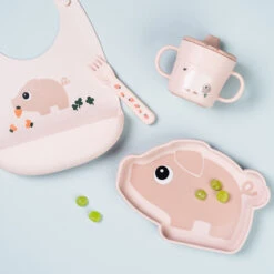 Done By Deer Silicone Bib - Pigee - Powder -Done By Deer Silicone bib Pigee Powder 4