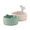 Done By Deer Silicone Bowl Set 2 Pcs - Lalee - Sand/Green -Done By Deer Silicone bowl set 2 pcs Lalee Sand and Green Front 2 PS