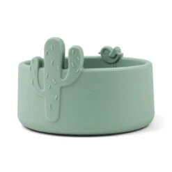 Done By Deer Silicone Bowl Set 2 Pcs - Lalee - Sand/Green -Done By Deer Silicone bowl set 2 pcs Lalee Sand and Green Front 4 PS