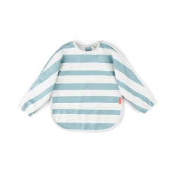 Done By Deer Sleeved Pocket Bib - Stripes - Blue