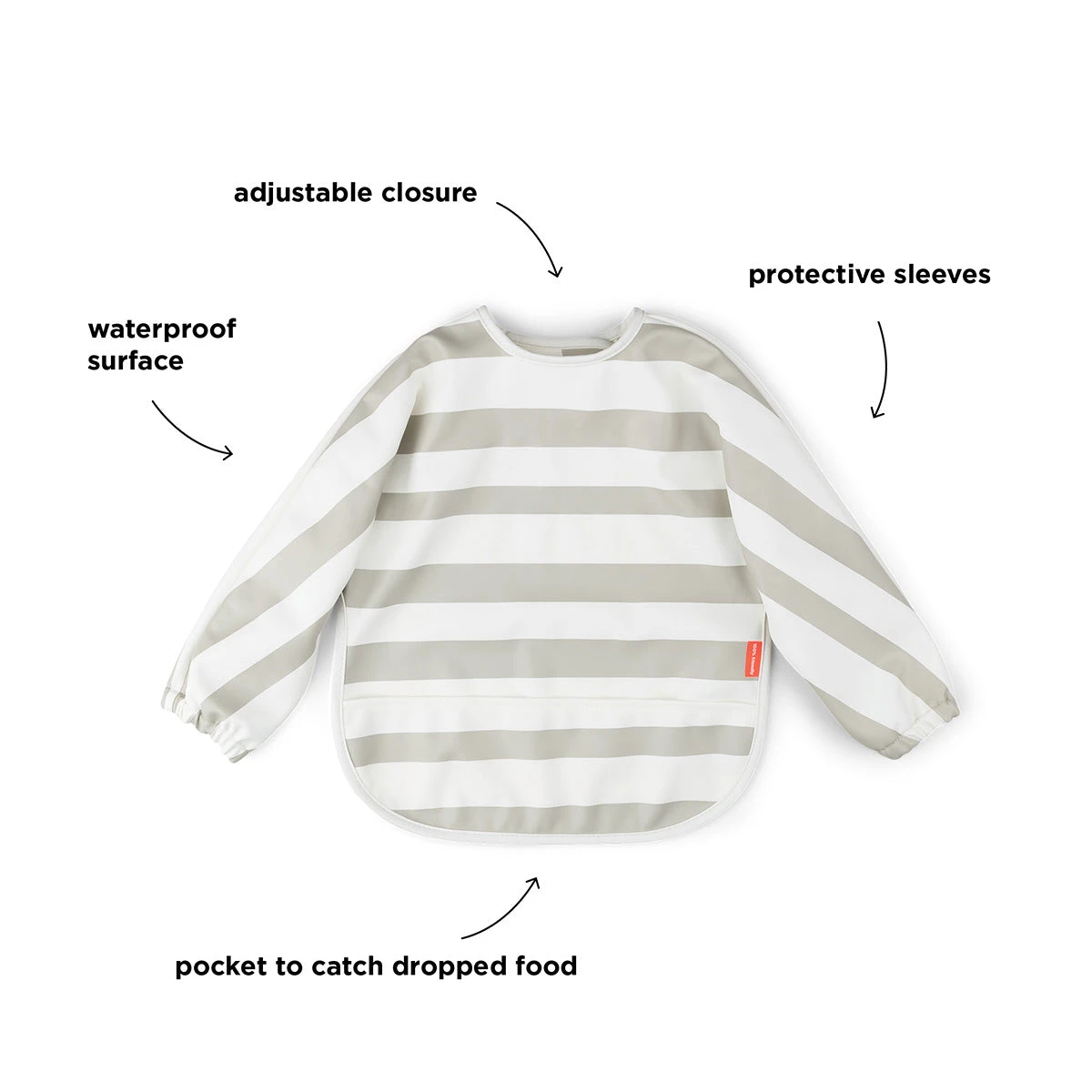 Done By Deer Sleeved Pocket Bib - Stripes - Sand 7 Done By Deer Sleeved Pocket Bib - Stripes - Sand - Image 5