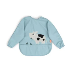 Done By Deer Sleeved Pocket Bib - Tiny Farm - Blue