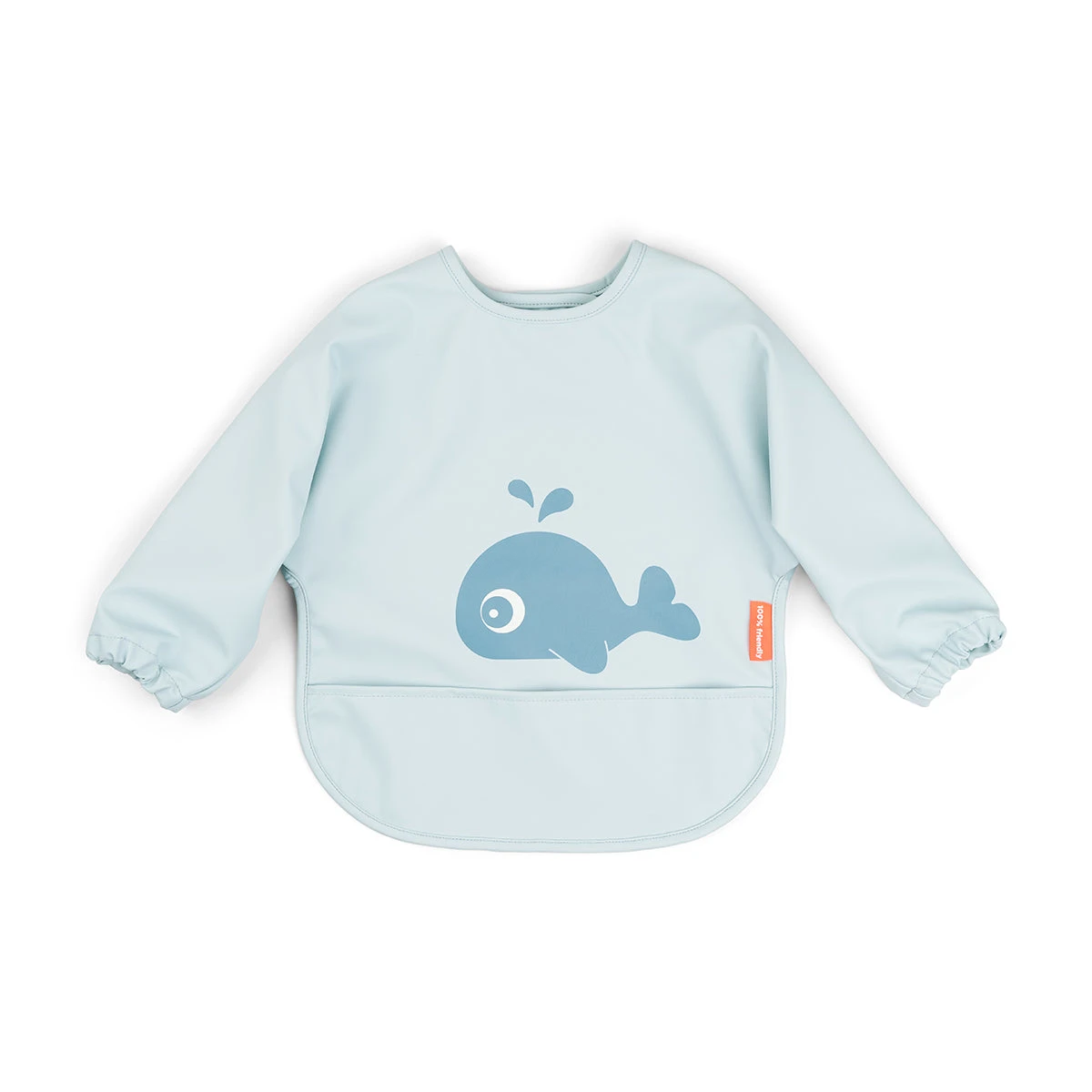 Done By Deer Sleeved Pocket Bib - Wally - Blue 3 Done By Deer Sleeved Pocket Bib - Wally - Blue