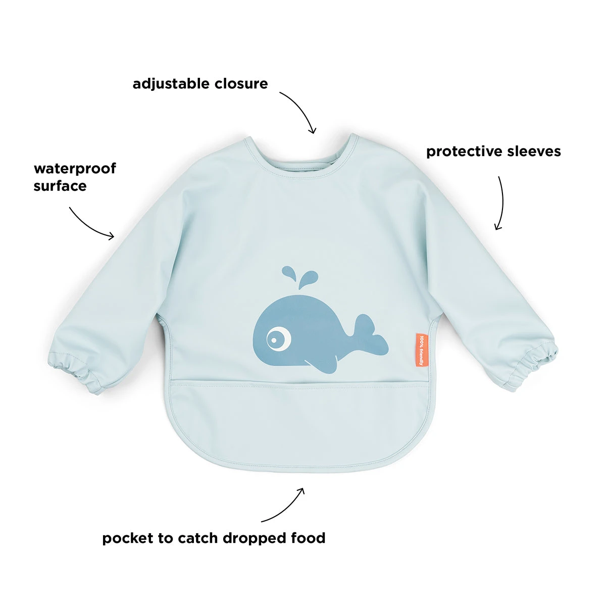 Done By Deer Sleeved Pocket Bib - Wally - Blue 5 Done By Deer Sleeved Pocket Bib - Wally - Blue - Image 3