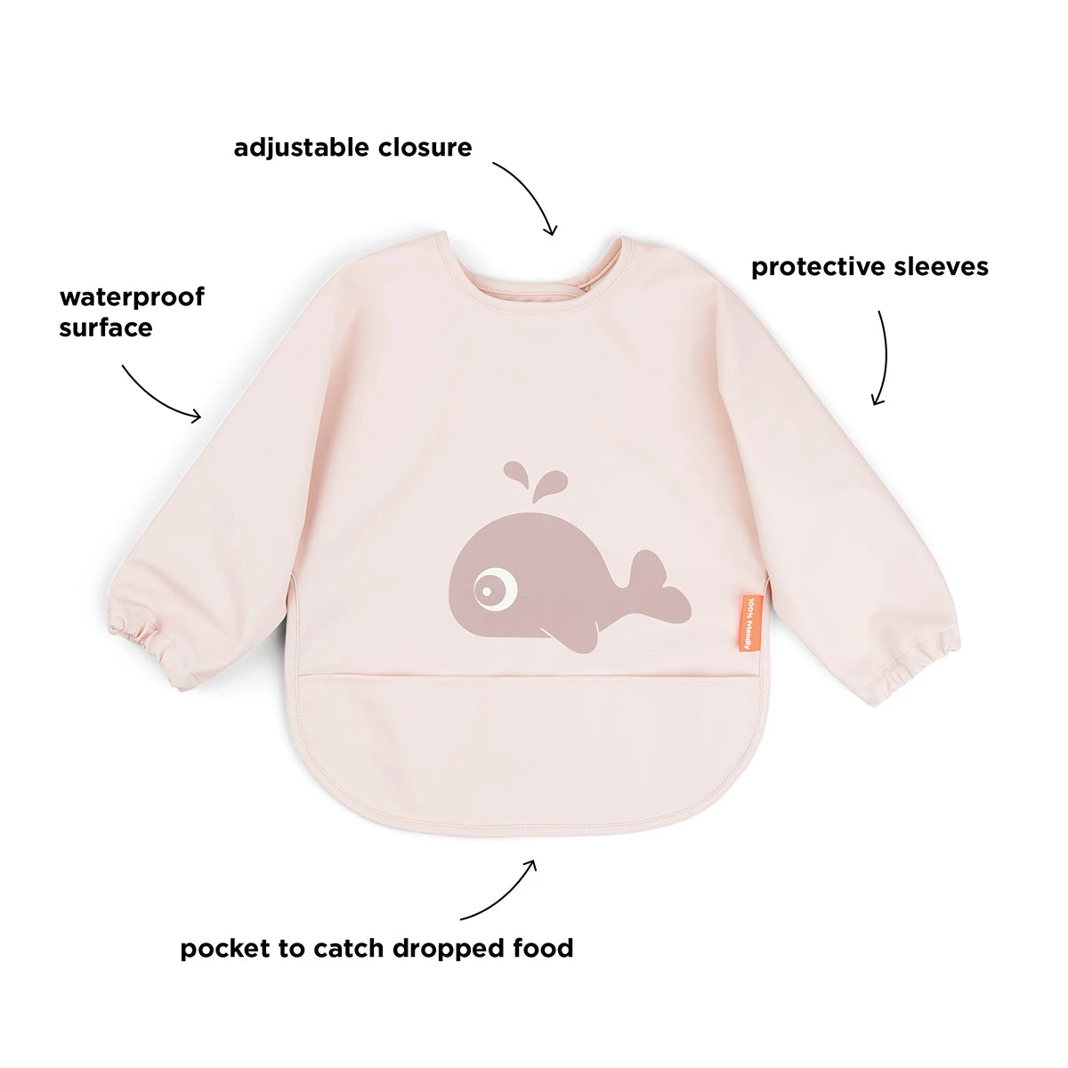 Done By Deer Sleeved Pocket Bib - Wally - Powder 5 Done By Deer Sleeved Pocket Bib - Wally - Powder - Image 3