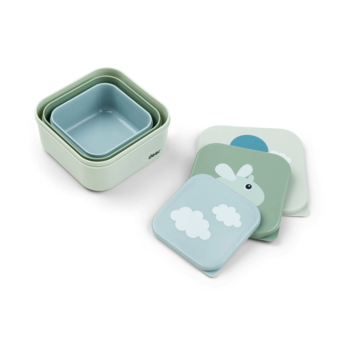 Done By Deer Snack Box Set 3 Pcs - Happy Clouds - Green 4 Done By Deer Snack Box Set 3 Pcs - Happy Clouds - Green - Image 2