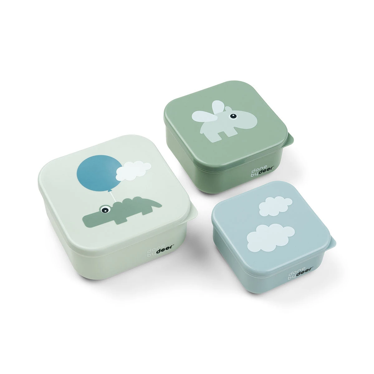 Done By Deer Snack Box Set 3 Pcs - Happy Clouds - Green 3 Done By Deer Snack Box Set 3 Pcs - Happy Clouds - Green