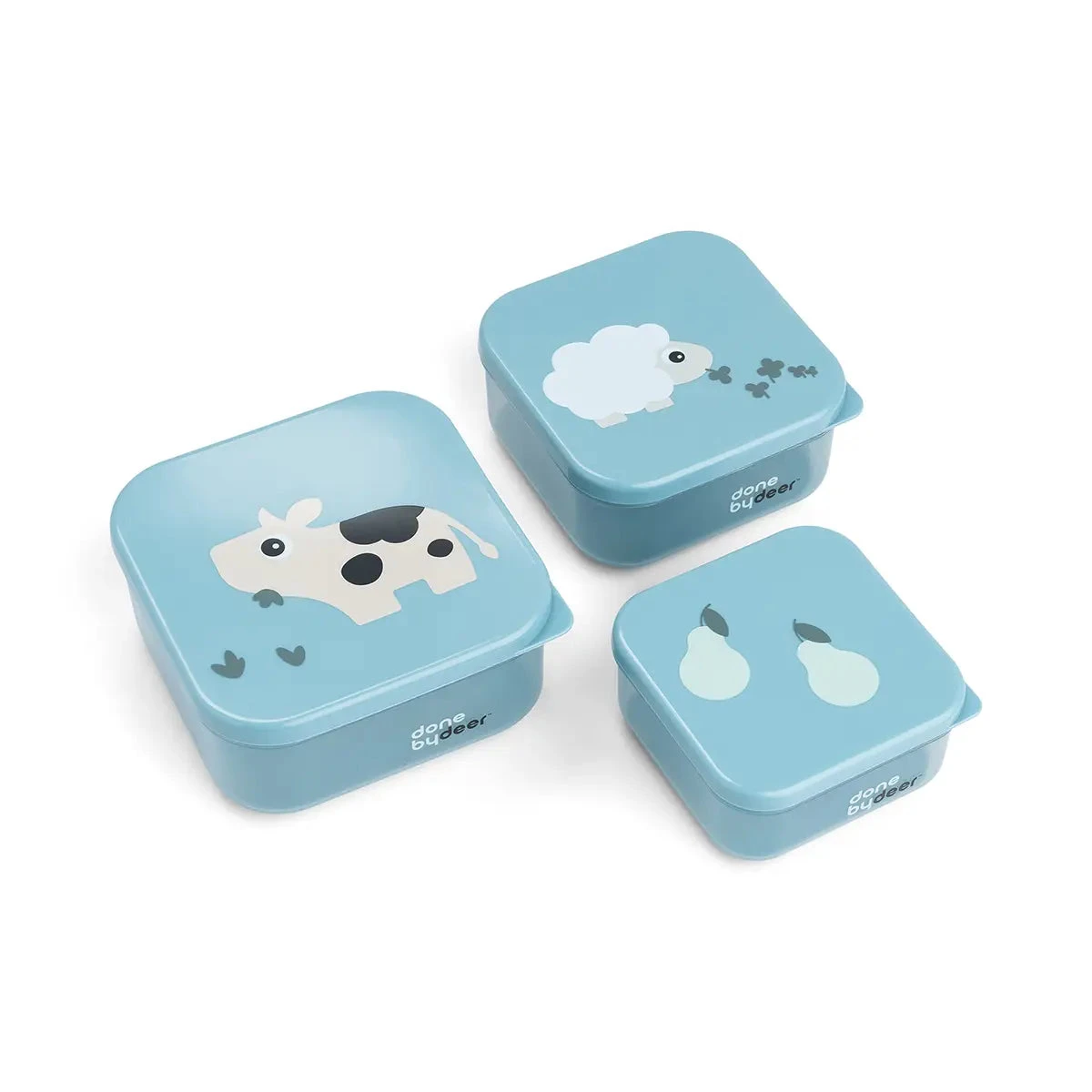 Done By Deer Snack Box Set 3 Pcs - Tiny Farm - Blue 3 Done By Deer Snack Box Set 3 Pcs - Tiny Farm - Blue