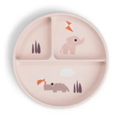 Done By Deer Stick&Stay Compartment Plate - Playground - Powder