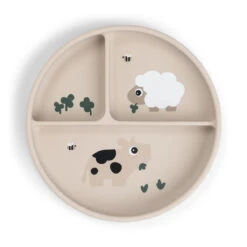 Done By Deer Stick&Stay Compartment Plate - Tiny Farm - Sand
