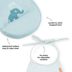 Done By Deer Tiny Pocket Bib 2-pack - Elphee - Blue 12 Done By Deer Tiny Pocket Bib 2-pack - Elphee - Blue -Done By Deer Tiny pocket bib 2 pack Elphee Blue Function 4 PS 1
