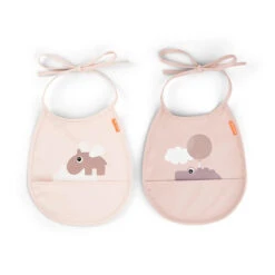 Done By Deer Tiny Pocket Bib 2-pack - Happy Clouds - Powder