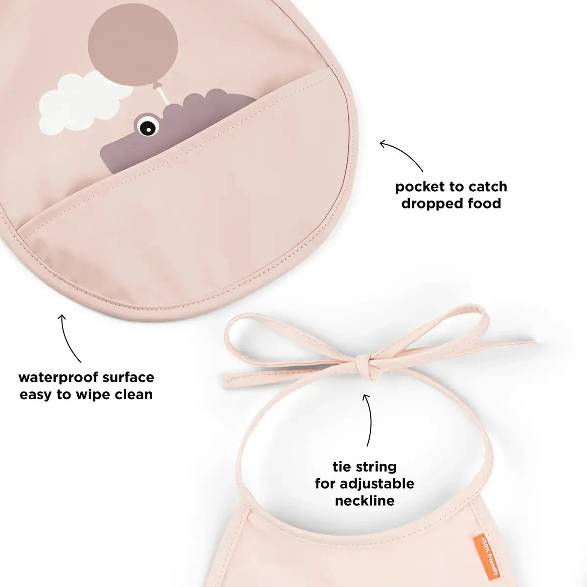 Done By Deer Tiny Pocket Bib 2-pack - Happy Clouds - Powder 4 Done By Deer Tiny Pocket Bib 2-pack - Happy Clouds - Powder - Image 2