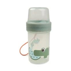 Done By Deer To Go 2-way Snack Container L - Croco - Green