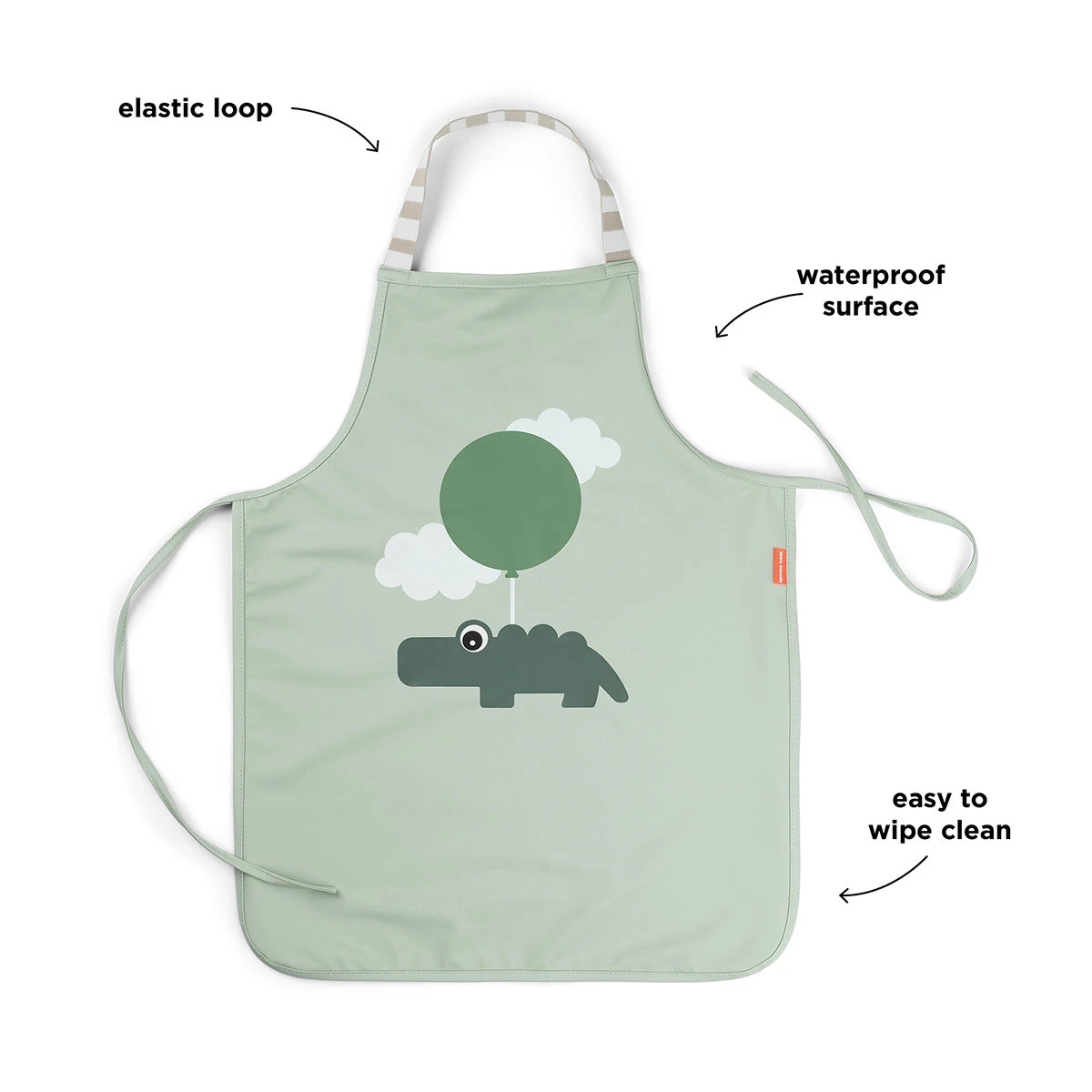 Done By Deer Waterproof Kids Apron - Happy Clouds - Green 5 Done By Deer Waterproof Kids Apron - Happy Clouds - Green - Image 3